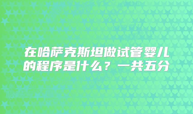 在哈萨克斯坦做试管婴儿的程序是什么?一共五分