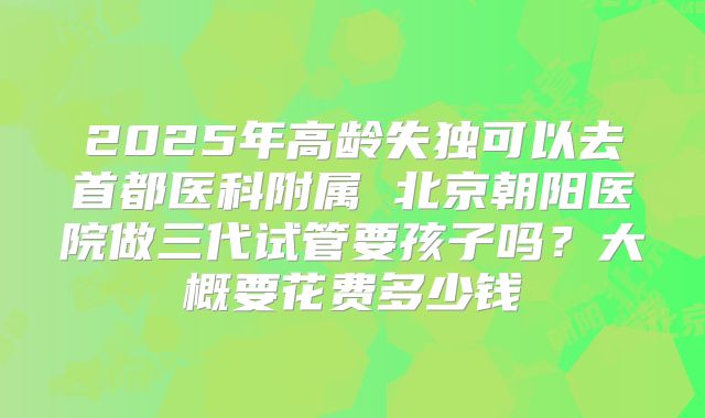 2025年高龄失独可以去首都医科附属 北京朝阳医院做三代试管要孩子吗?大概要花费多少钱