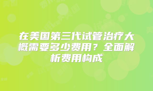 在美国第三代试管治疗大概需要多少费用？全面解析费用构成