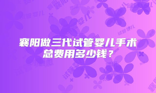 襄阳做三代试管婴儿手术总费用多少钱？