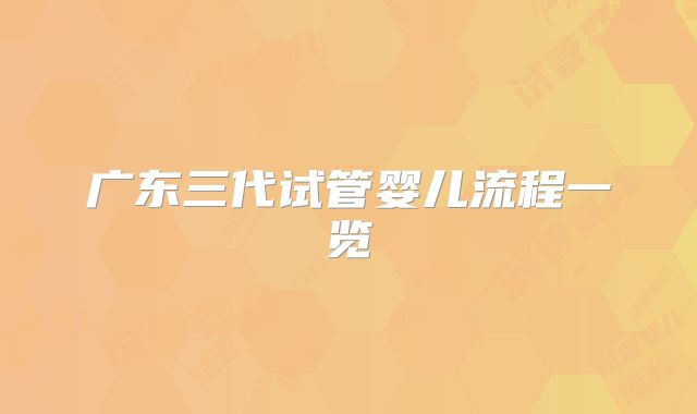 广东三代试管婴儿流程一览