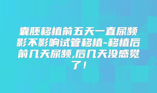 囊胚移植前五天一直尿频影不影响试管移植-移植后前几天尿频,后几天没感觉了！