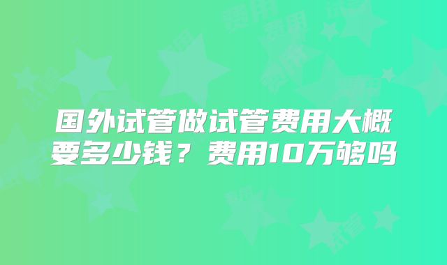 国外试管做试管费用大概要多少钱?费用10万够吗