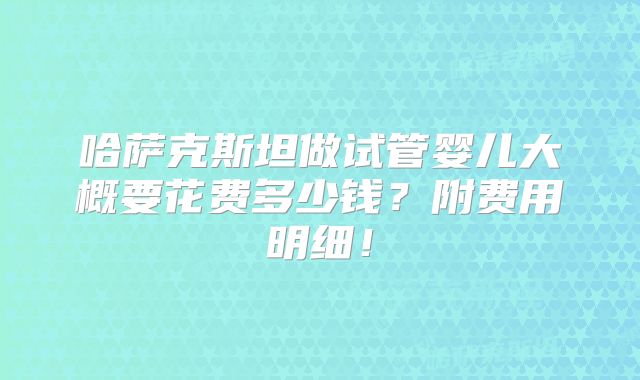 哈萨克斯坦做试管婴儿大概要花费多少钱?附费用明细!
