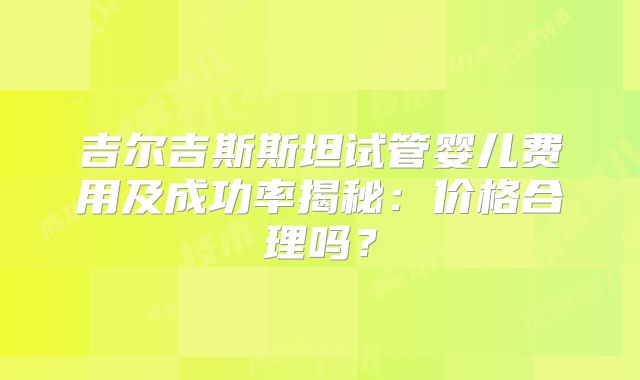 吉尔吉斯斯坦试管婴儿费用及成功率揭秘：价格合理吗？