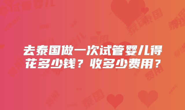 去泰国做一次试管婴儿得花多少钱?收多少费用?