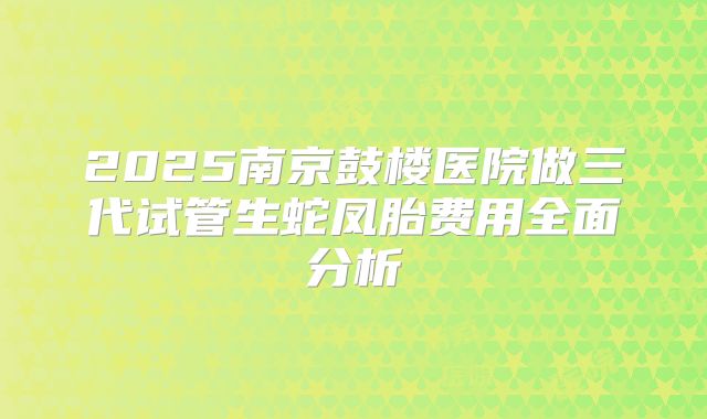 2025南京鼓楼医院做三代试管生蛇凤胎费用全面分析