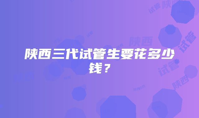 陕西三代试管生要花多少钱？