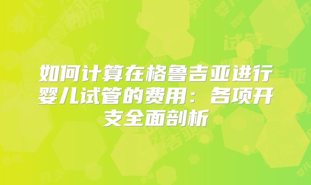 如何计算在格鲁吉亚进行婴儿试管的费用：各项开支全面剖析