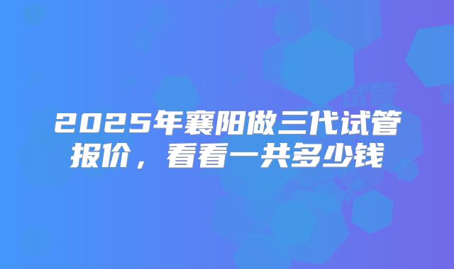 2025年襄阳做三代试管报价，看看一共多少钱