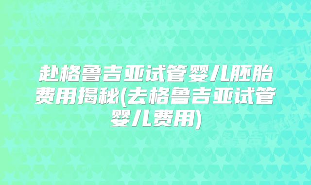 赴格鲁吉亚试管婴儿胚胎费用揭秘(去格鲁吉亚试管婴儿费用)