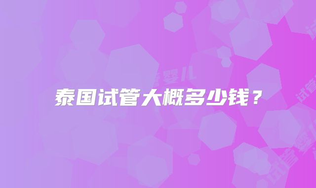 泰国试管大概多少钱？