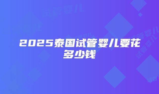 2025泰国试管婴儿要花多少钱