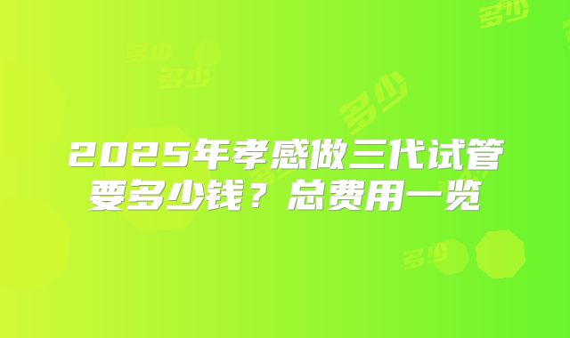 2025年孝感做三代试管要多少钱?总费用一览