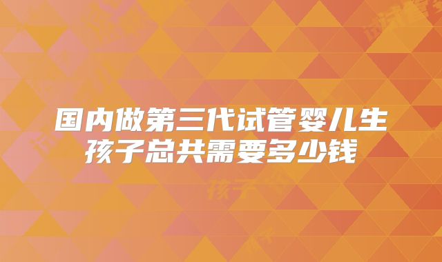 国内做第三代试管婴儿生孩子总共需要多少钱