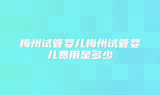梅州试管婴儿梅州试管婴儿费用是多少