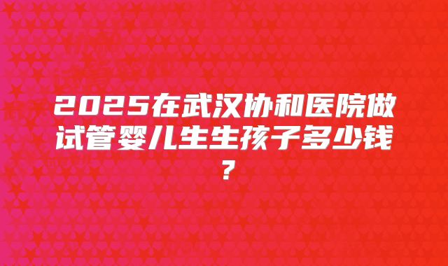 2025在武汉协和医院做试管婴儿生生孩子多少钱？