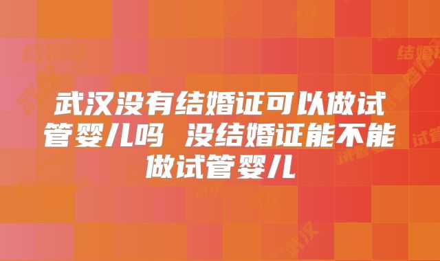 武汉没有结婚证可以做试管婴儿吗 没结婚证能不能做试管婴儿