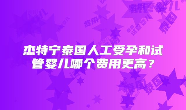 杰特宁泰国人工受孕和试管婴儿哪个费用更高？