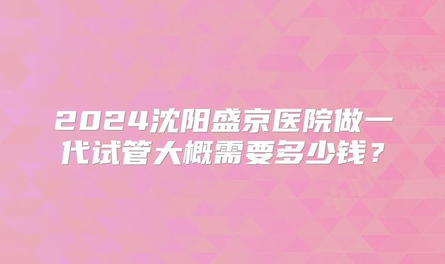 2024沈阳盛京医院做一代试管大概需要多少钱?