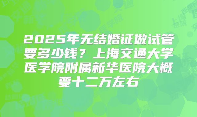 2025年无结婚证做试管要多少钱？上海交通大学医学院附属新华医院大概要十二万左右
