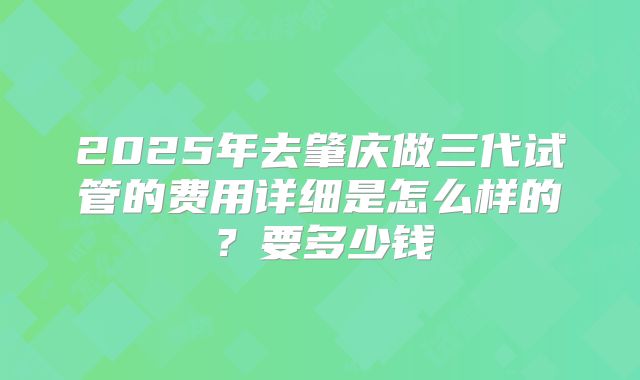 2025年去肇庆做三代试管的费用详细是怎么样的？要多少钱