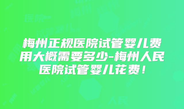 梅州正规医院试管婴儿费用大概需要多少-梅州人民医院试管婴儿花费！