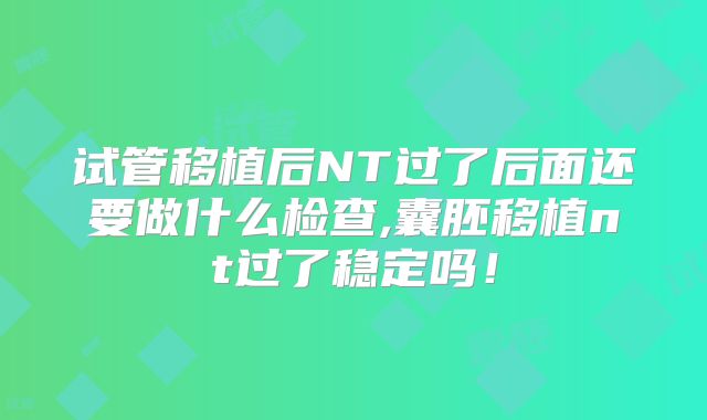 试管移植后NT过了后面还要做什么检查,囊胚移植nt过了稳定吗!
