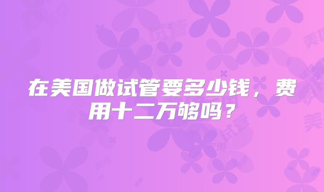 在美国做试管要多少钱,费用十二万够吗?