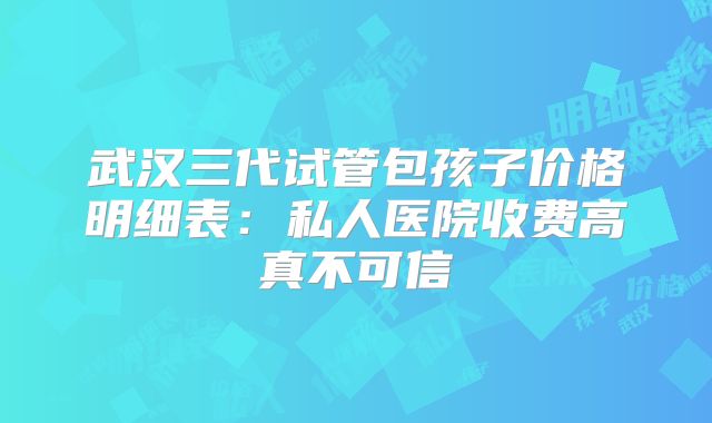 武汉三代试管包孩子价格明细表：私人医院收费高真不可信