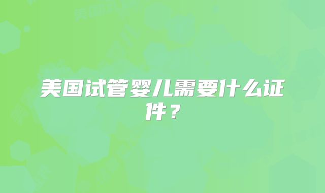 美国试管婴儿需要什么证件？