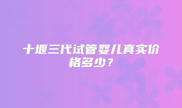 十堰三代试管婴儿真实价格多少?