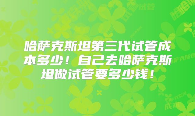 哈萨克斯坦第三代试管成本多少！自己去哈萨克斯坦做试管要多少钱！