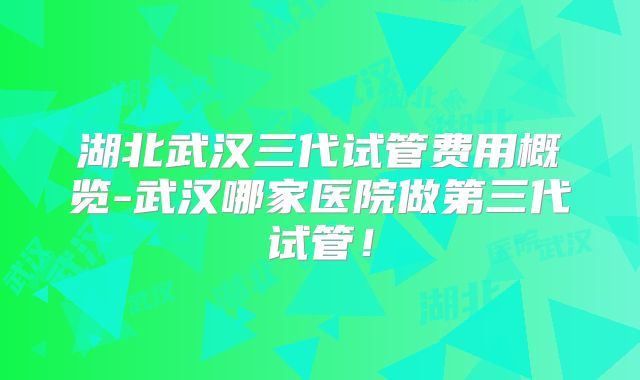 湖北武汉三代试管费用概览-武汉哪家医院做第三代试管！