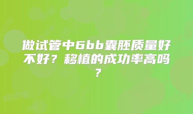 做试管中6bb囊胚质量好不好？移植的成功率高吗？