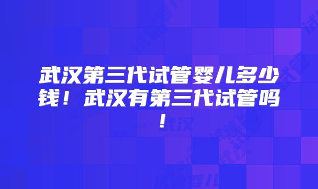 武汉第三代试管婴儿多少钱！武汉有第三代试管吗！