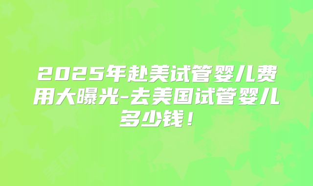 2025年赴美试管婴儿费用大曝光-去美国试管婴儿多少钱！