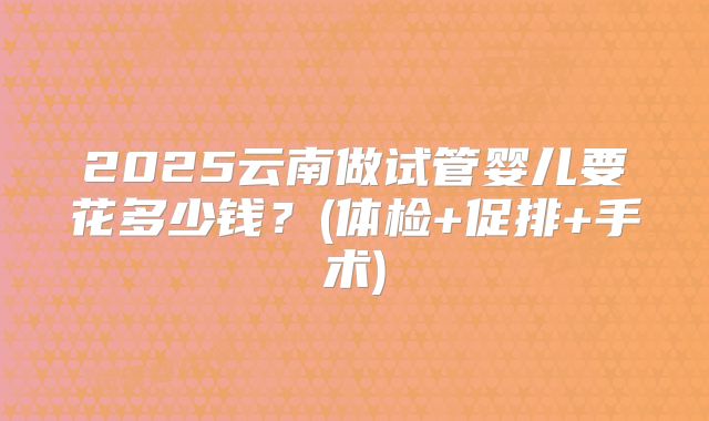 2025云南做试管婴儿要花多少钱？(体检+促排+手术)
