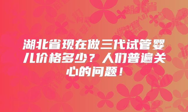 湖北省现在做三代试管婴儿价格多少？人们普遍关心的问题！