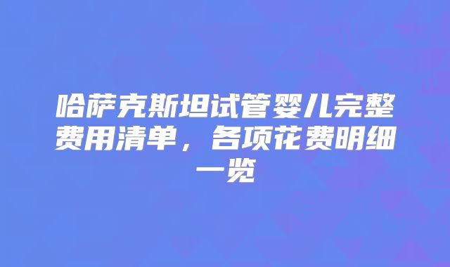 哈萨克斯坦试管婴儿完整费用清单，各项花费明细一览