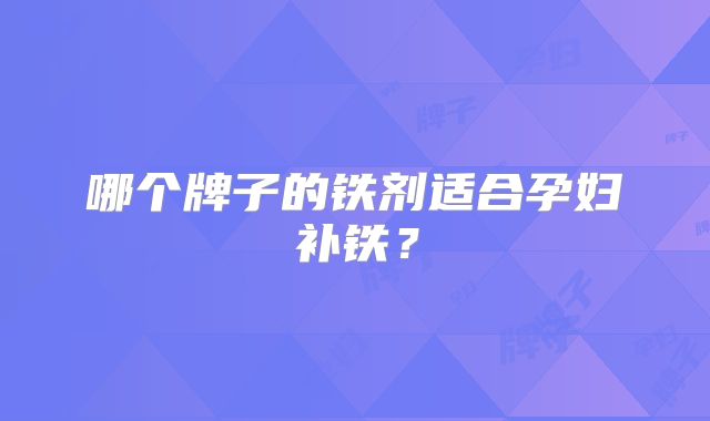 哪个牌子的铁剂适合孕妇补铁？