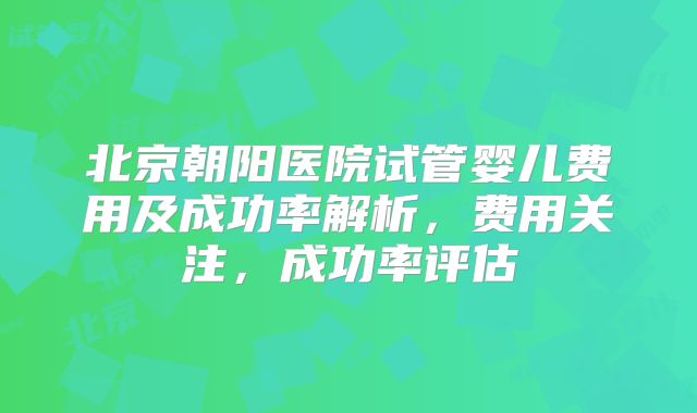 北京朝阳医院试管婴儿费用及成功率解析，费用关注，成功率评估