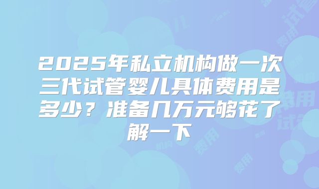 2025年私立机构做一次三代试管婴儿具体费用是多少？准备几万元够花了解一下