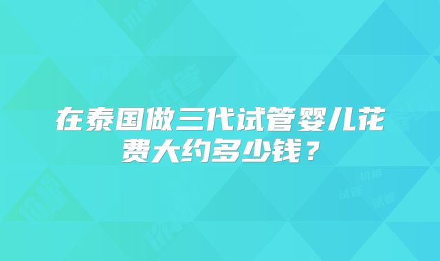 在泰国做三代试管婴儿花费大约多少钱？