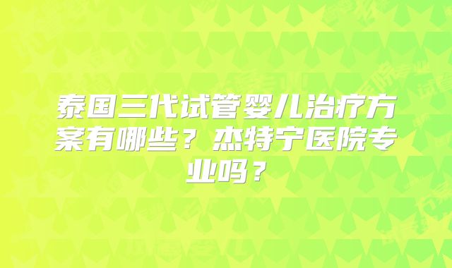 泰国三代试管婴儿治疗方案有哪些？杰特宁医院专业吗？