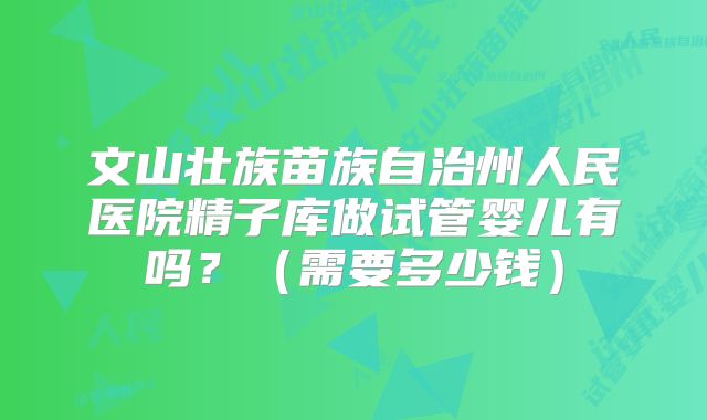文山壮族苗族自治州人民医院精子库做试管婴儿有吗?(需要多少钱)