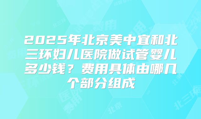 2025年北京美中宜和北三环妇儿医院做试管婴儿多少钱？费用具体由哪几个部分组成
