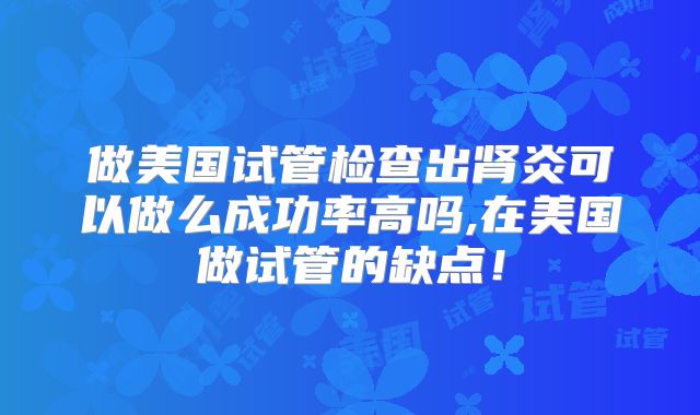 做美国试管检查出肾炎可以做么成功率高吗,在美国做试管的缺点!