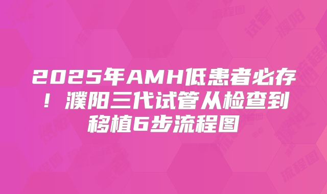 2025年AMH低患者必存！濮阳三代试管从检查到移植6步流程图