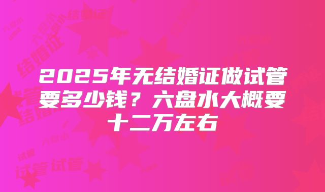 2025年无结婚证做试管要多少钱？六盘水大概要十二万左右